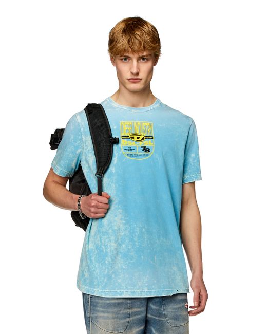 Diesel Acid-wash T-shirt with crest logo print T-Shirts Man