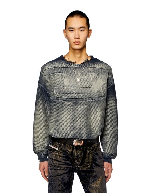 Diesel Frayed denim-effect jumper Knitwear Man To Be Defined