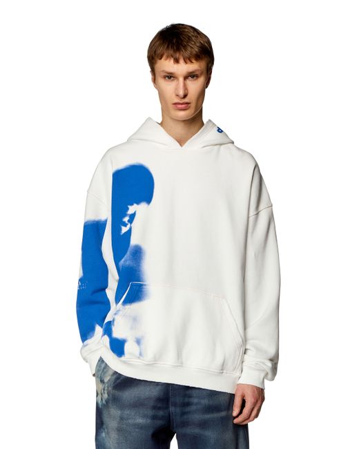 Diesel Distressed hoodie with smudgy print Sweaters Man