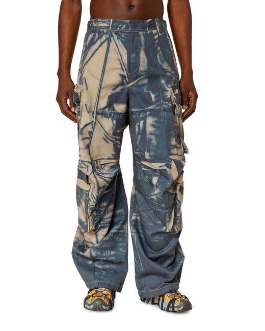 Diesel Cargo pants with creased-effect print Pants Man To Be Defined