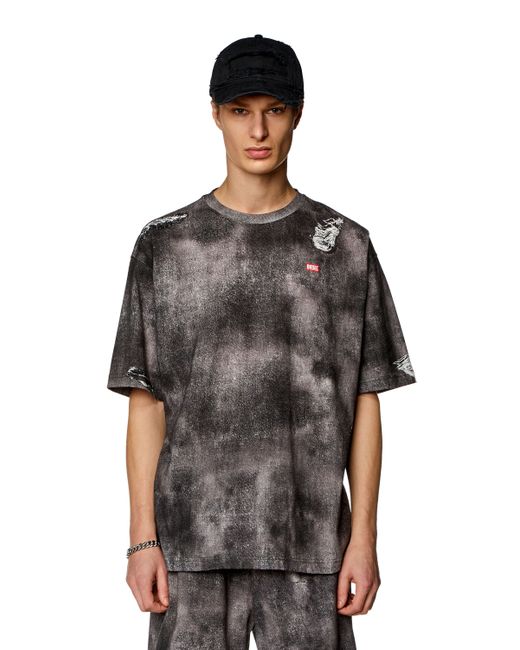 Diesel T-shirt with trompe loeil denim print T-Shirts Man