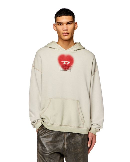 Diesel Faded hoodie with heart print Sweaters Man