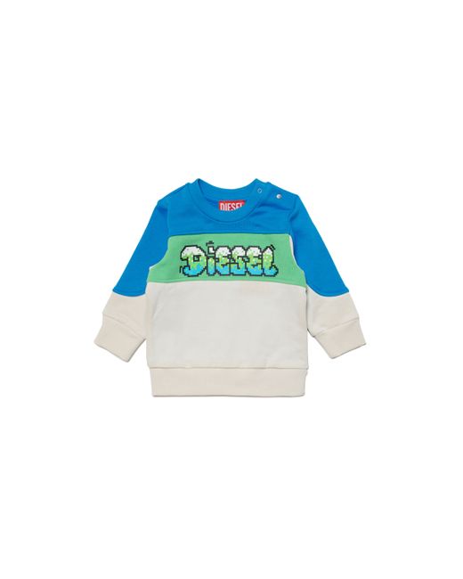Diesel Colour-block sweatshirt with pixel logo Sweaters Man