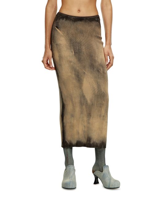 Diesel Midi skirt treated ribbed knit Skirts To Be Defined