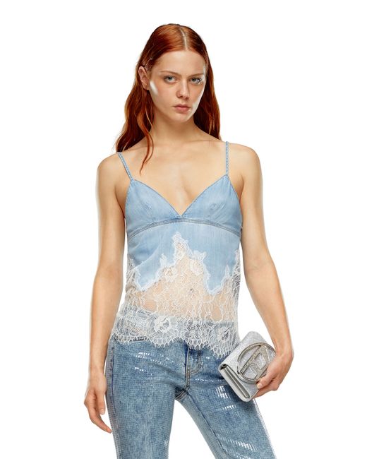 Diesel Strappy top denim and lace Tops