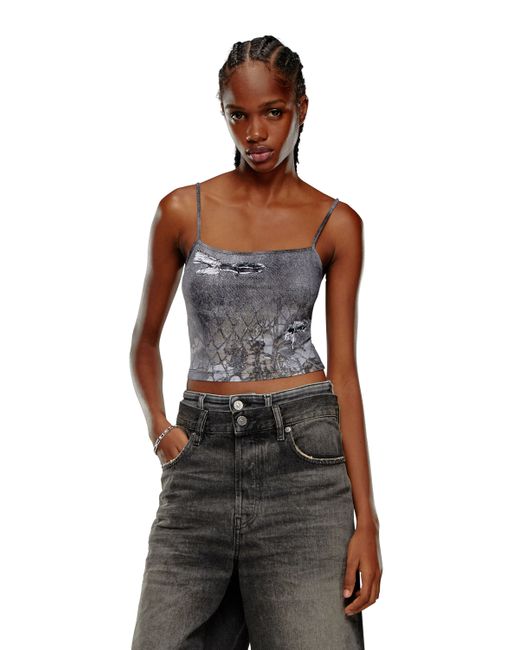 Diesel Strappy top with abstract print T-Shirts