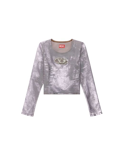 Diesel Long-sleeve top with crystal plaque Tops To Be Defined