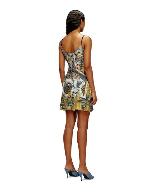 Diesel Short destroyed dress with poster print Dresses To Be Defined