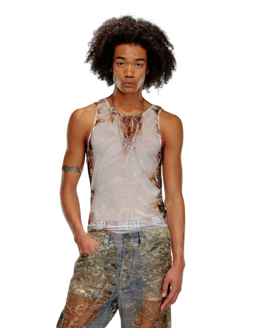 Diesel Tulle tank with burning plastic print T-Shirts Man