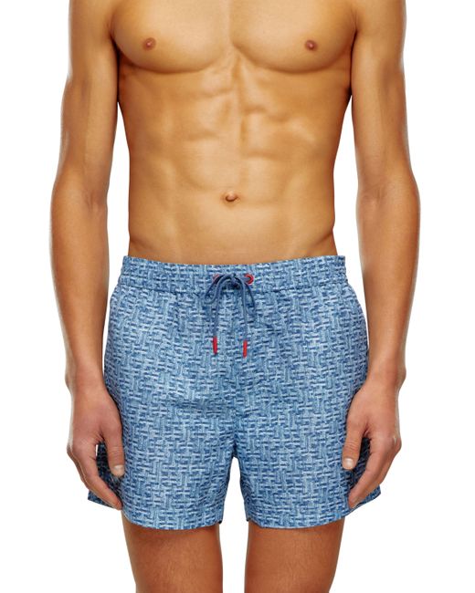 Diesel Mid-length swim shorts with denim print Swim Man