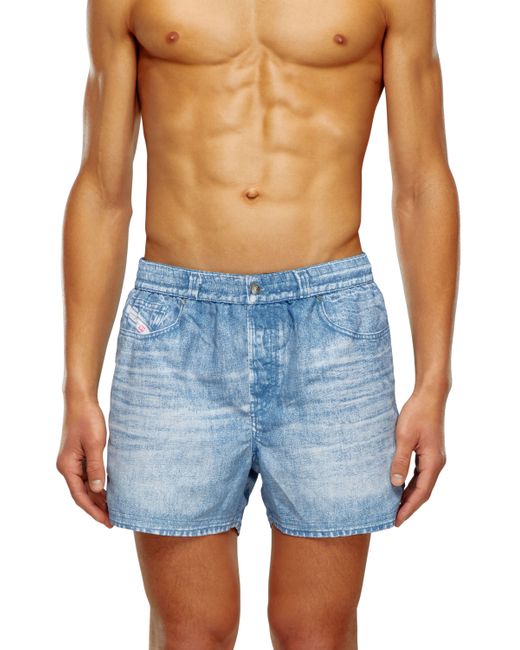 Diesel Mid-length swim shorts with denim print Swim Man