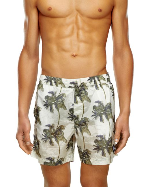 Diesel Palm-tree board shorts crinkled fabric Boardshorts Man