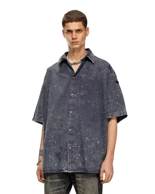Diesel Perforated acid-wash short-sleeve shirt Shirts Man