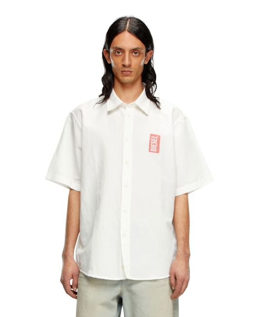Diesel Printed linen-blend short-sleeve shirt Shirts Man