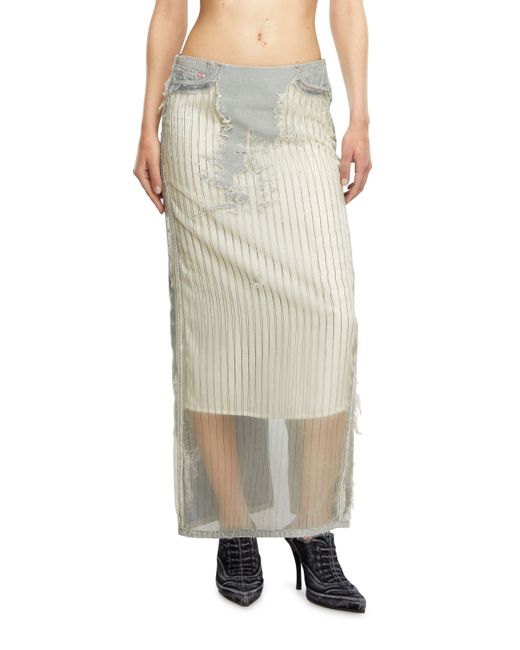 Diesel Long skirt pinstriped devoré denim Skirts