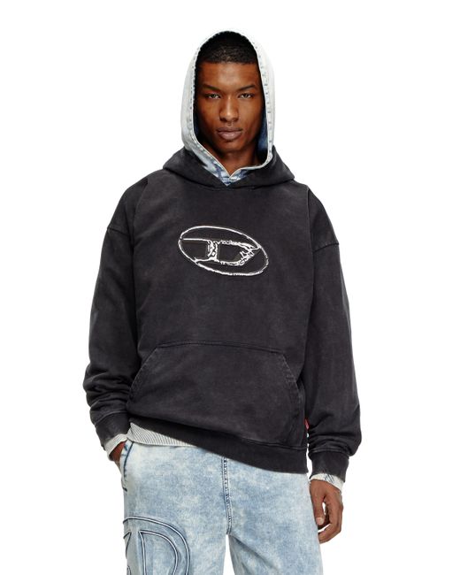 Diesel Hoodie with multi-layered logo print Sweaters Man