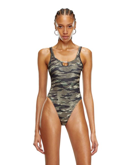 Diesel Ribbed swimsuit with camo print Swimsuits