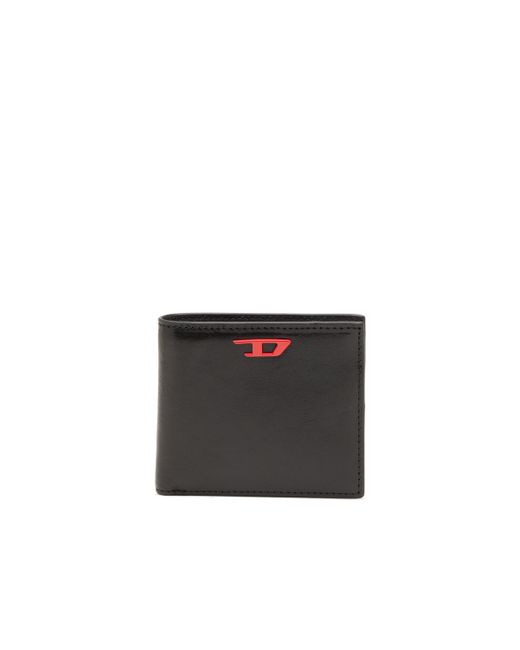 Diesel Leather bi-fold wallet with red D plaque Small Wallets Man