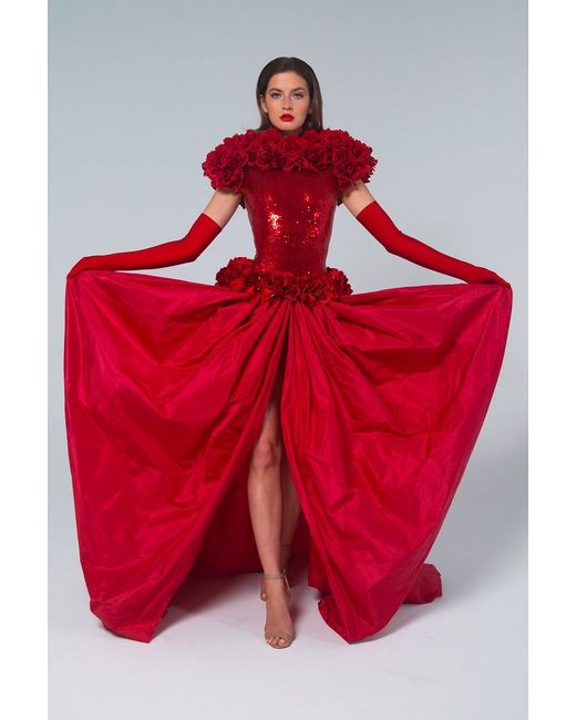 Marc Bouwer Red Roses Gown