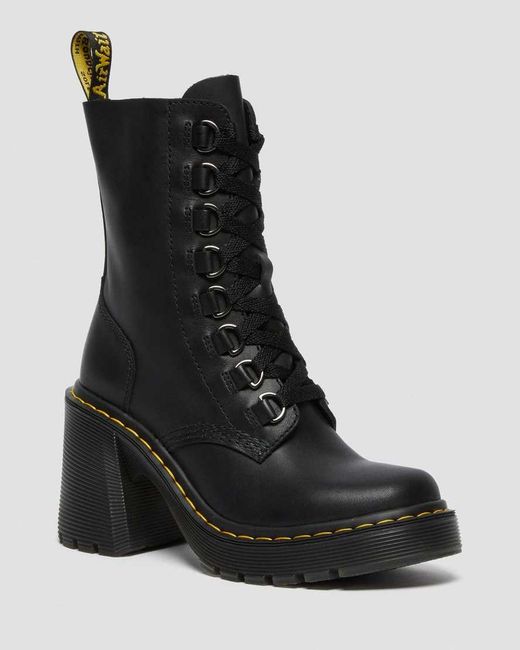 Dr. Martens CHESNEY LEATHER FLARED HEEL LACE UP BOOTS