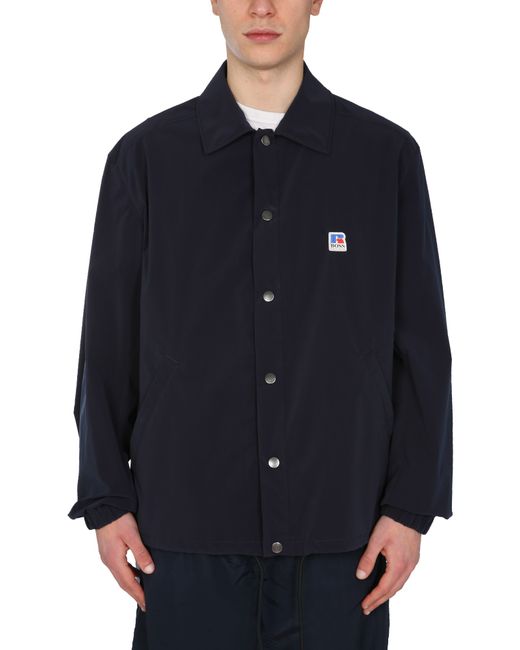 Boss relaxed fit jacket with x russell athletic logo