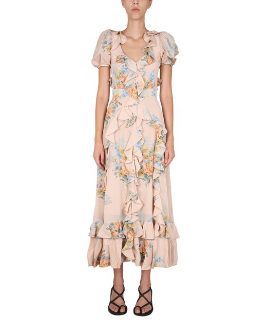 Alexander McQueen floral print ruched silk dress