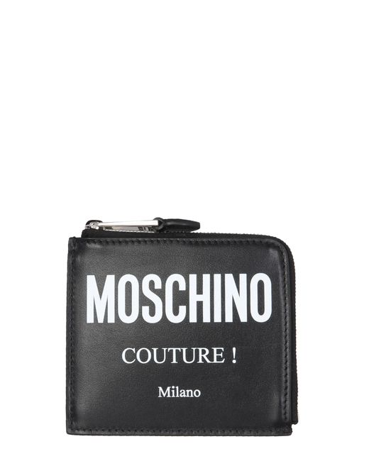 Moschino square wallet with leather logo