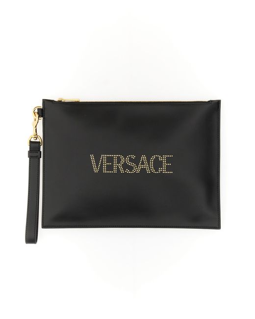 Versace clutch bag with logo and studs
