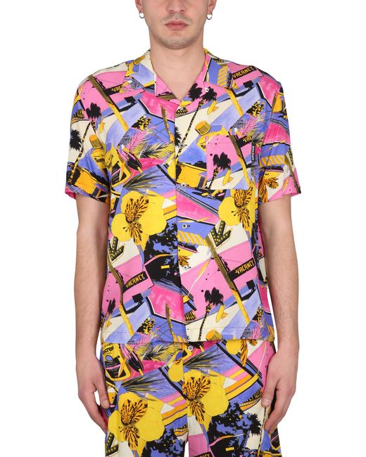 Palm Angels bowling style shirt with miami mix print