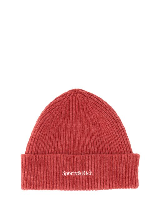 Sporty & Rich beanie hat with logo embroidery