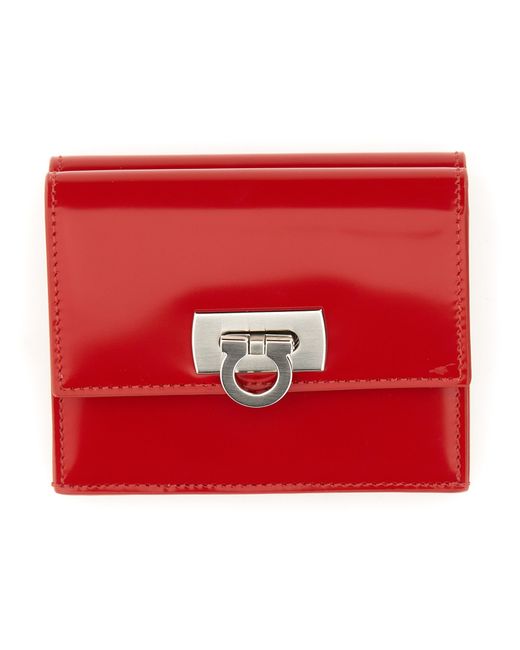 Ferragamo compact wallet with hook-and-eye closure