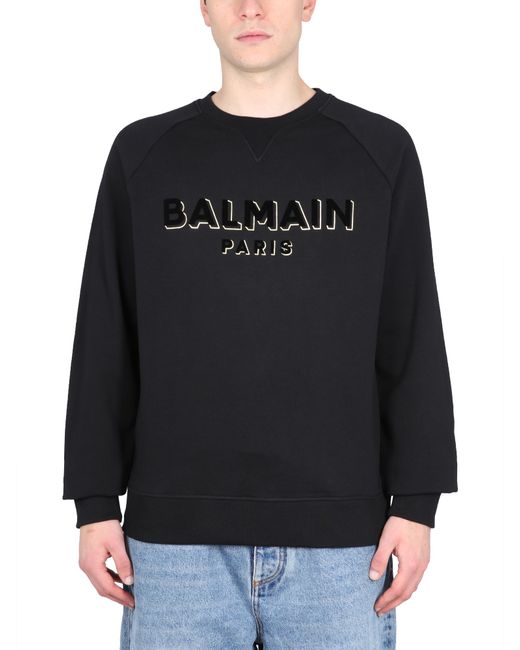 Balmain flocked and metallic logo sweatshirt
