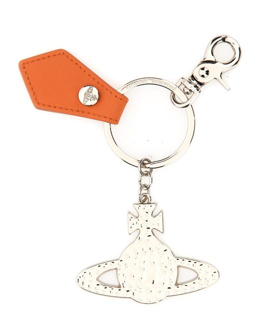 Vivienne Westwood saffiano hammered orb keychain
