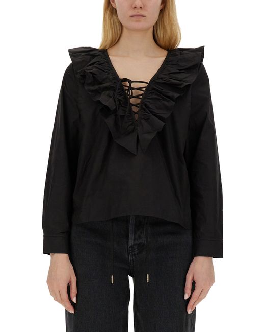 Ganni blouse with ruffles