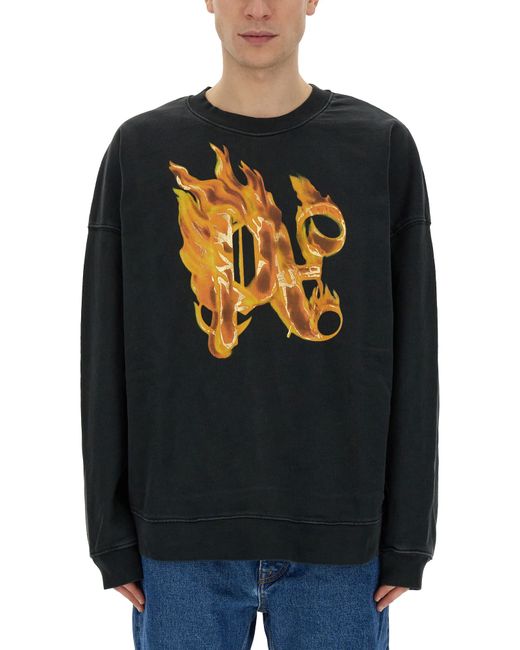 Palm Angels burning monogram print sweatshirt