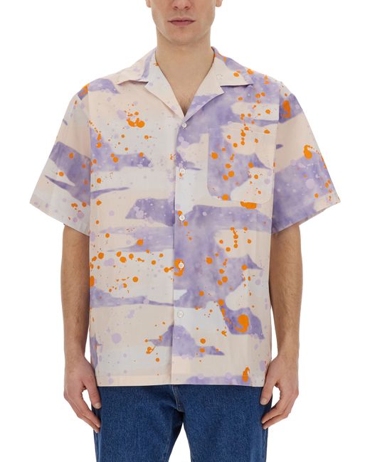 Msgm bowling shirt with dripping camo print