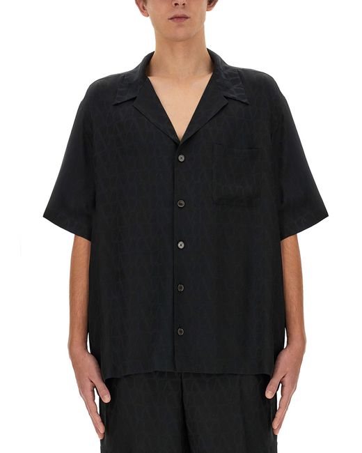 Valentino bowling shirt with iconographe toile pattern