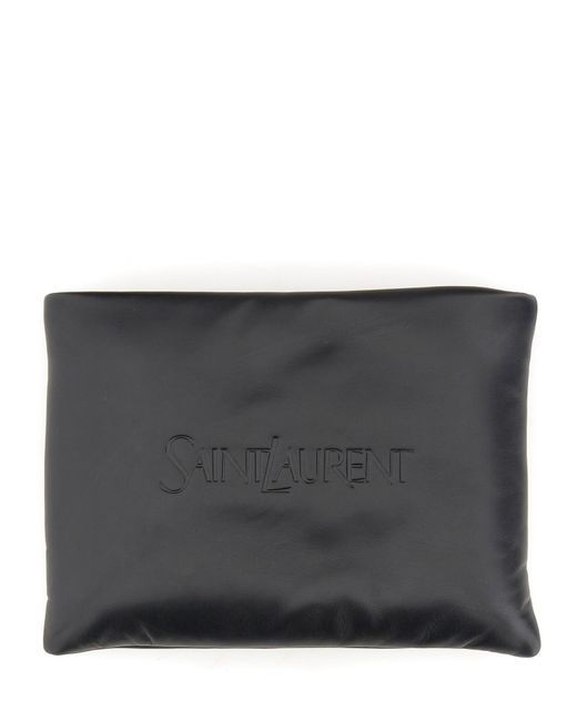 Saint Laurent large padded clutch bag with logo