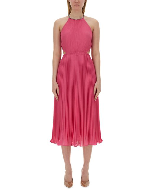 Michael Michael Kors pleated georgette dress with cut-out details