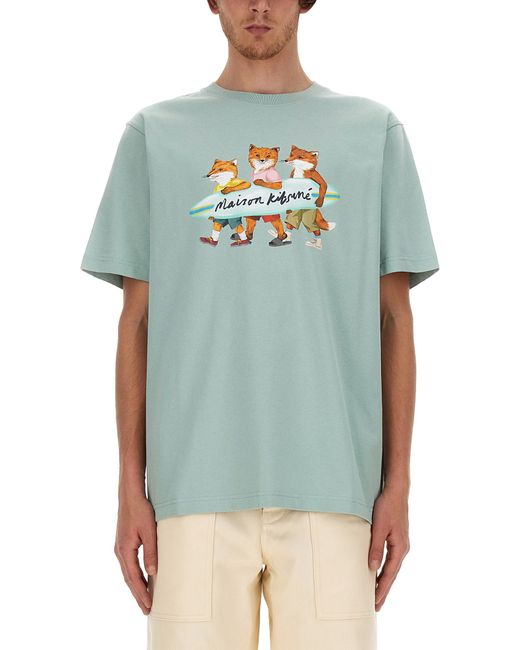 Maison Kitsuné surfing foxes t-shirt