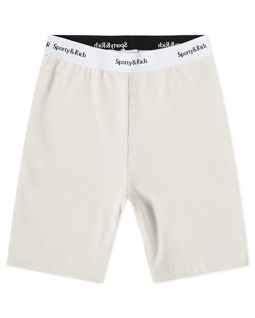 Sporty & Rich Serif Logo Ribbed Cycling Short in Large END. Clothing