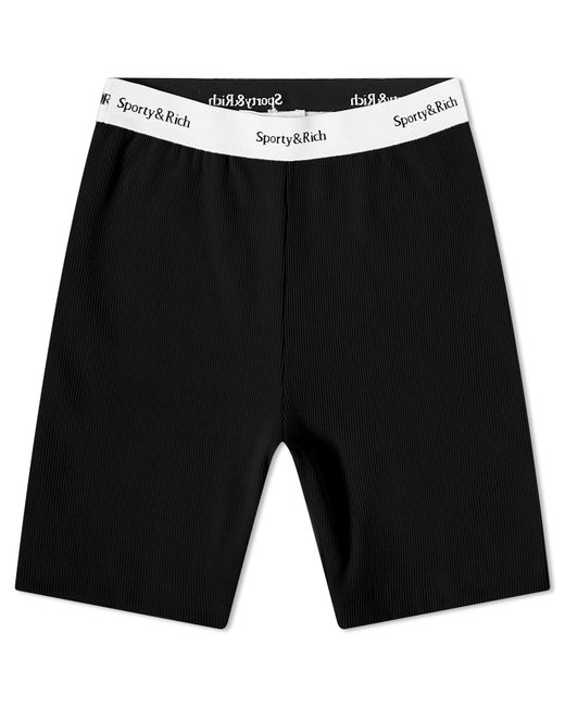 Sporty & Rich Serif Logo Ribbed Cycling Short in Large END. Clothing