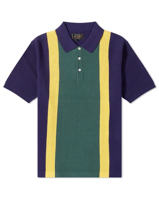 Beams Plus Stripe Knitted Polo Shirt in Large END. Clothing