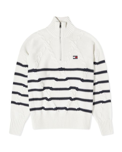 Tommy Jeans Quarter Zip Stripe Cable Jumper in END. Clothing