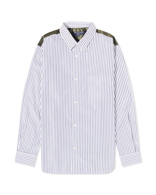 Comme Des Garçons Homme Mens Cotton Stripe Nylon Panel Shirt in Large END. Clothing