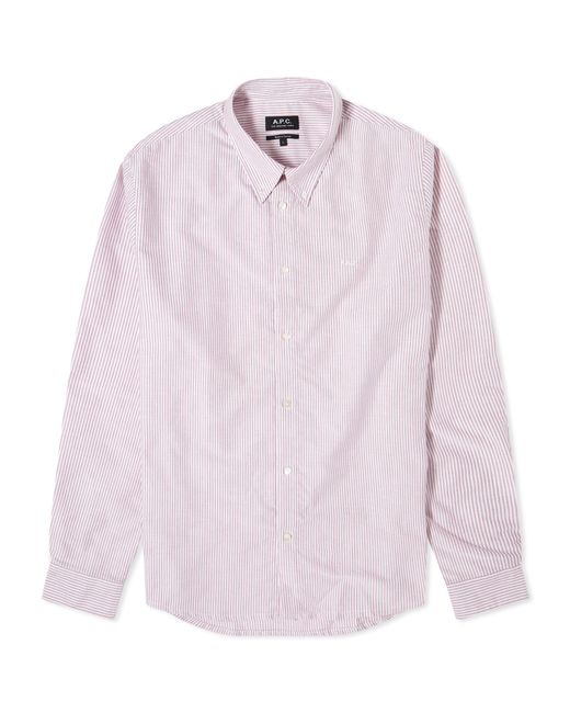 A.P.C. . Greg Log Button Down Stripe Shirt in END. Clothing