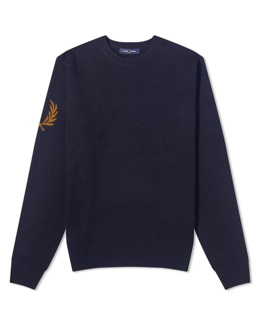 Fred Perry Intarsia Laurel Wreath Crew Neck Knit END. Clothing