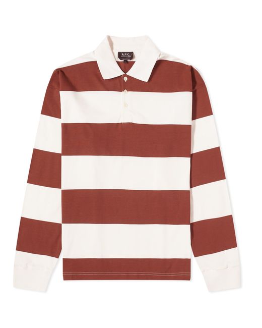 A.P.C. . Riley Block Stripe Long Sleeve Polo Shirt X-Small END. Clothing
