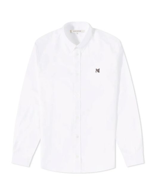 Maison Kitsuné BD Casual Shirt With Grey Fox Head Patch Large END. Clothing