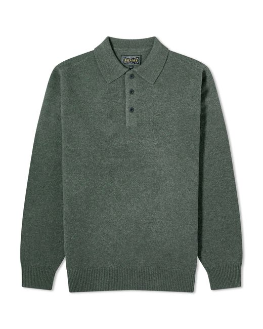 Beams Plus Long Sleeve Knit Polo Shirt END. Clothing